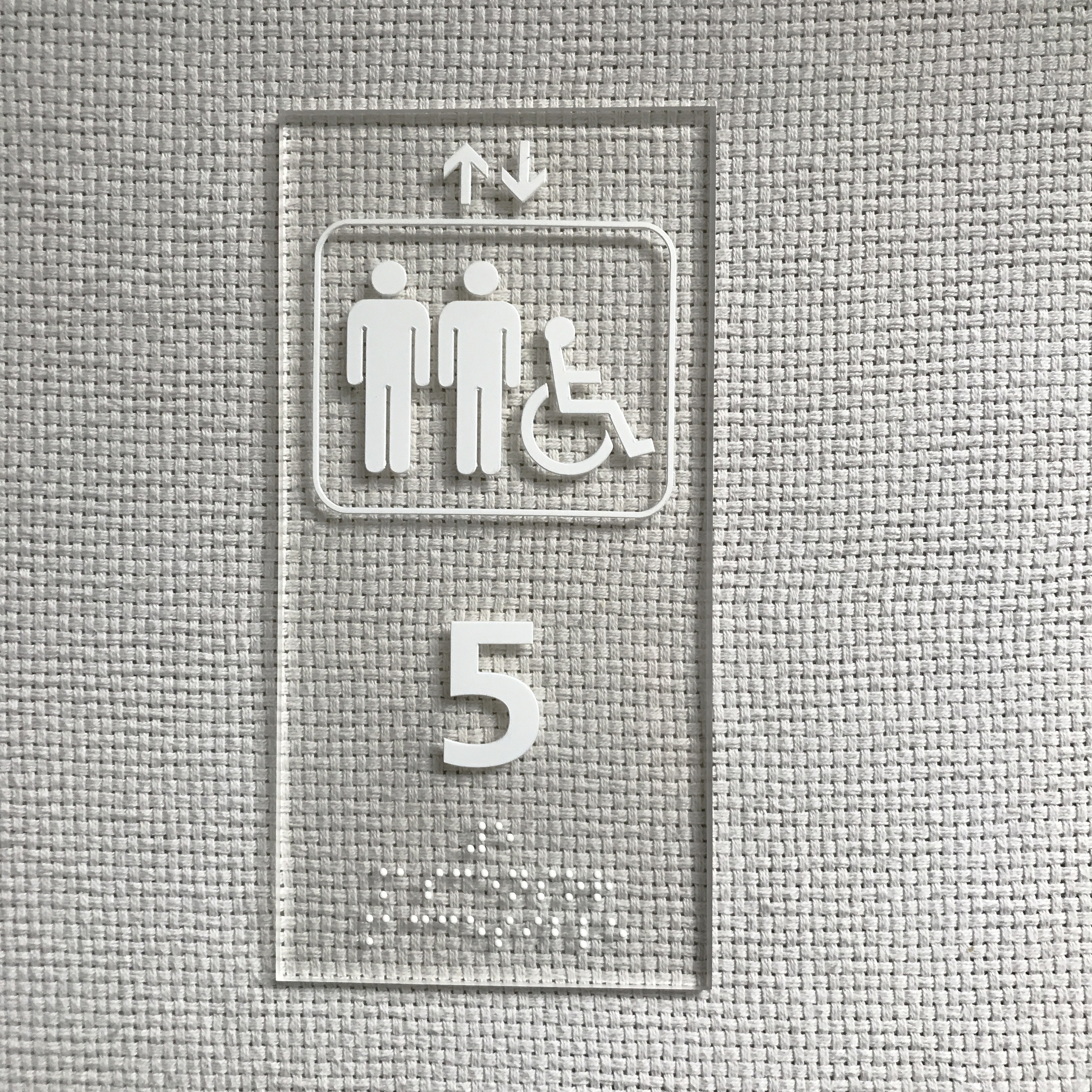 Placas ascensor de metracrilato transparente con braille y altorelieve.