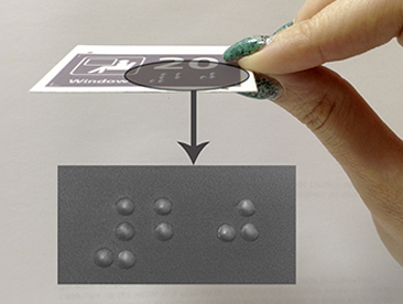 PVC adhesivo con texto en braille por estampación